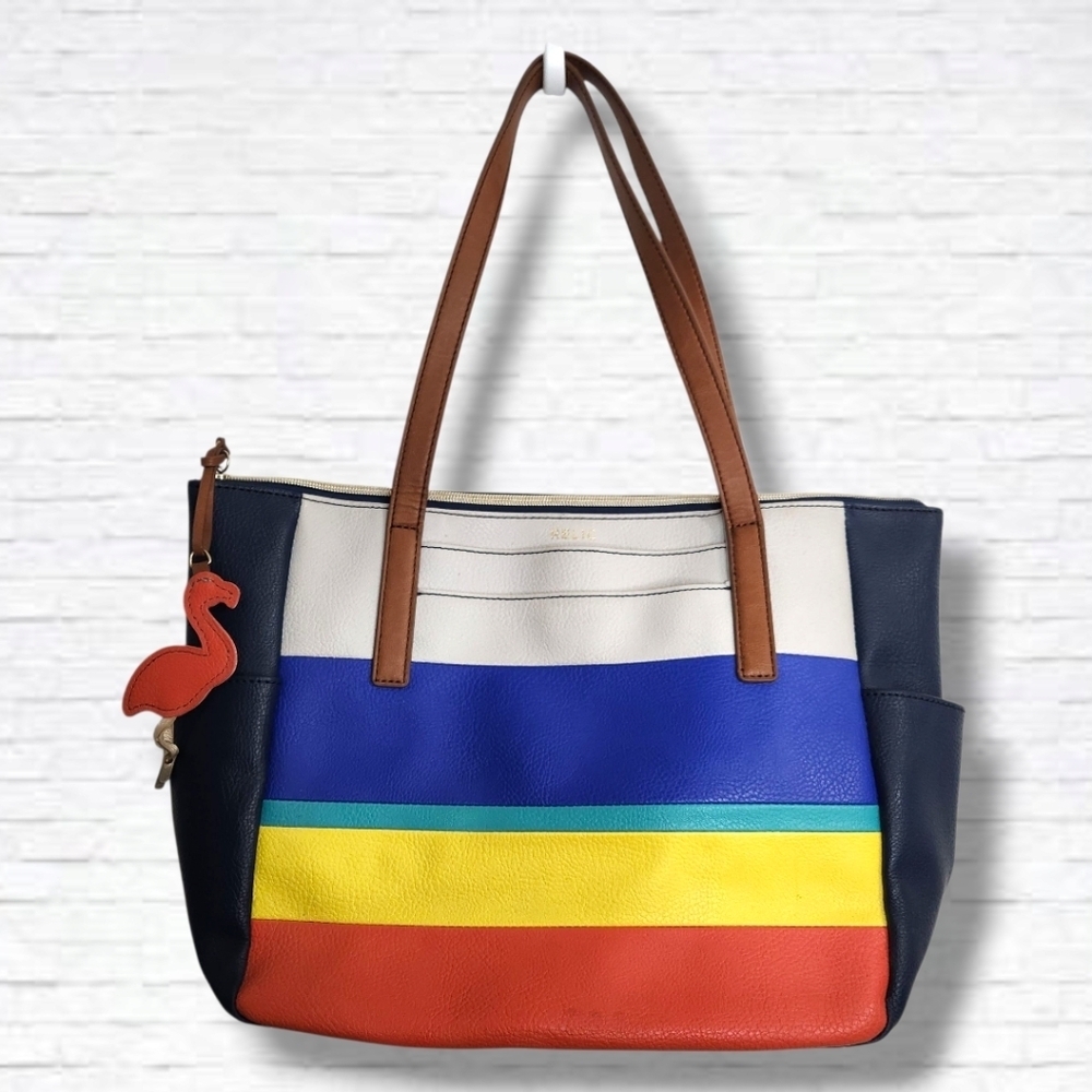 Relic By Fossil Multi Colour Zippered Beach Tote Bag